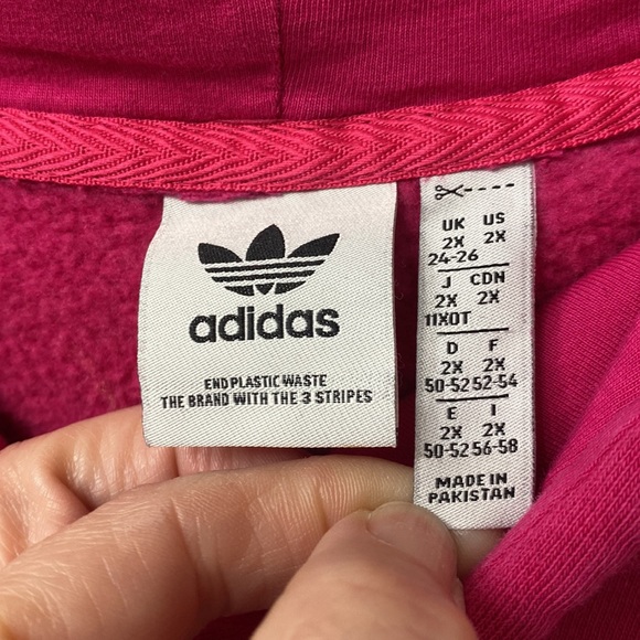 💖 Adidas Hoodie Sweatshirt, Women’s 2X, Hot Pink - Picture 7 of 13